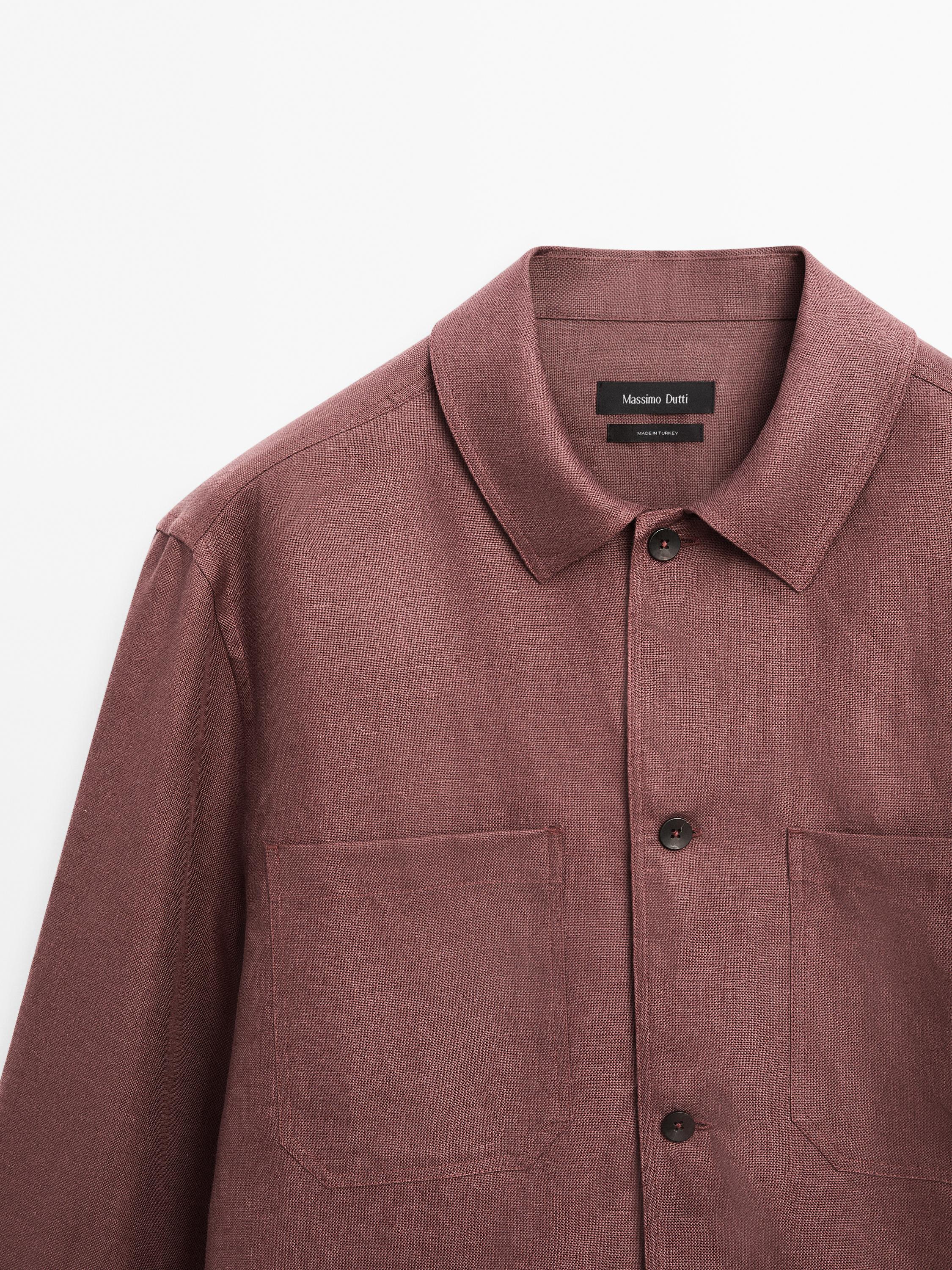 100% linen overshirt with pockets